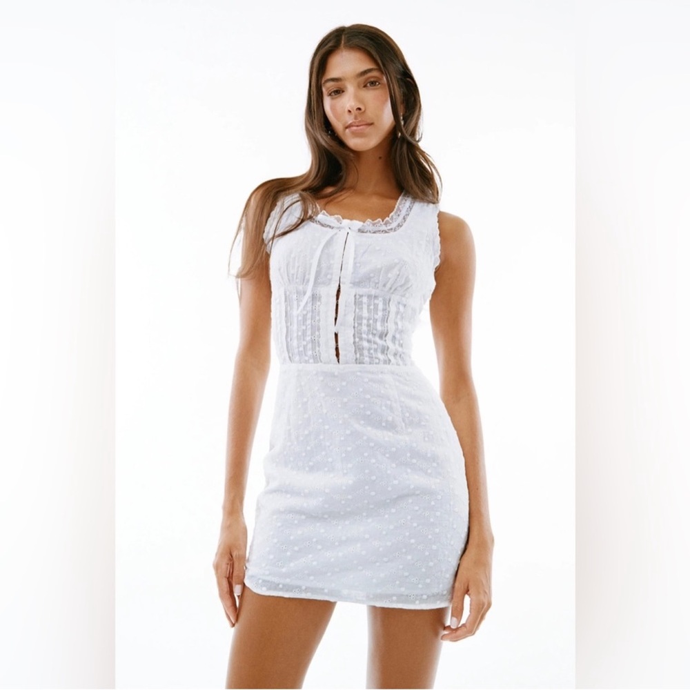 With Jean White Adeline Dress White Embroidered NWT | Size Small